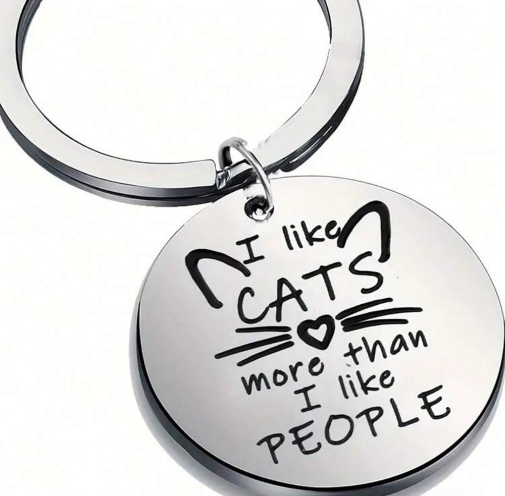 3/$25 I Like Cats More Than I Like People Stainless Steel Keychain NEW